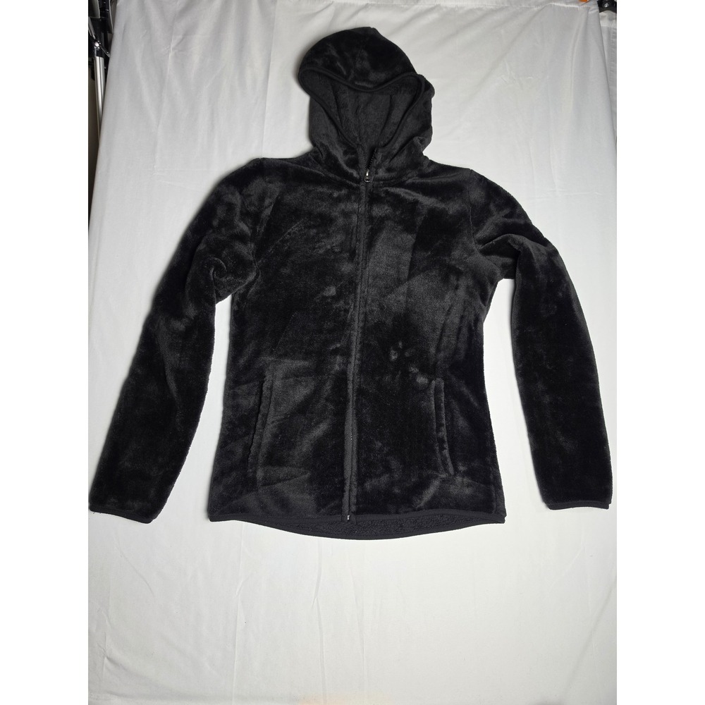 No Boundaries Womens Black Faux Fur Fleece Full Zip Hoodie Jacket NJ48T108CA S